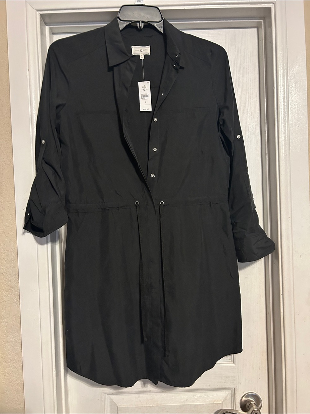 NWT Loft Lou and Grey Button-Front Shirtdress with Drawstring Waist sz Small